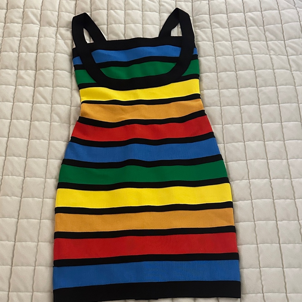 Herve Leger Multicolor Striped Dress